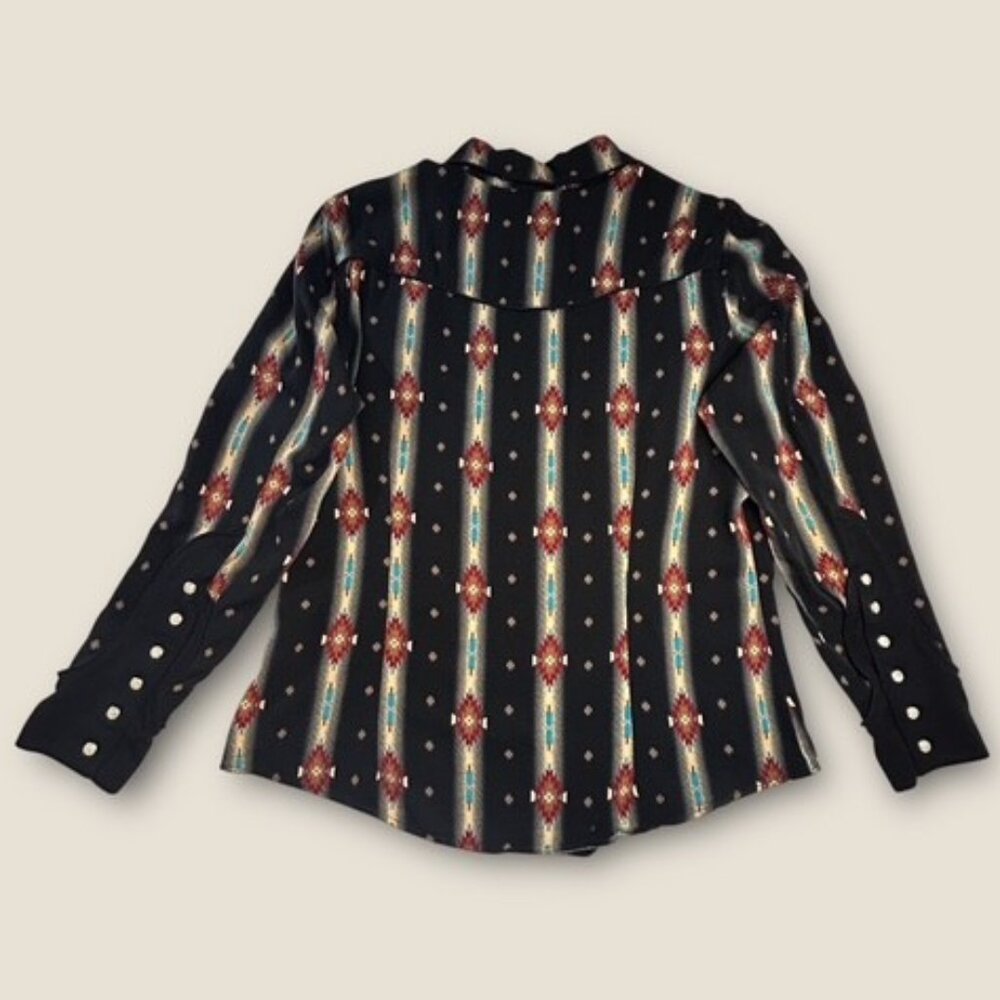 Wrangler x Lainey Wilson Black Checotah Pearl Snap Shirt | Size Large | EUC - Picture 5 of 10